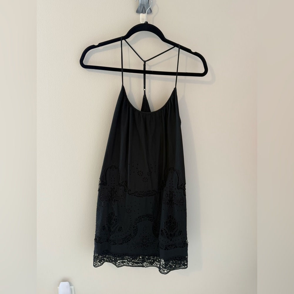 Black Strappy Dress with Lace Detail